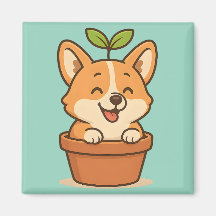 Corgi in a Pot Magnets | Cute Kitchen Decor