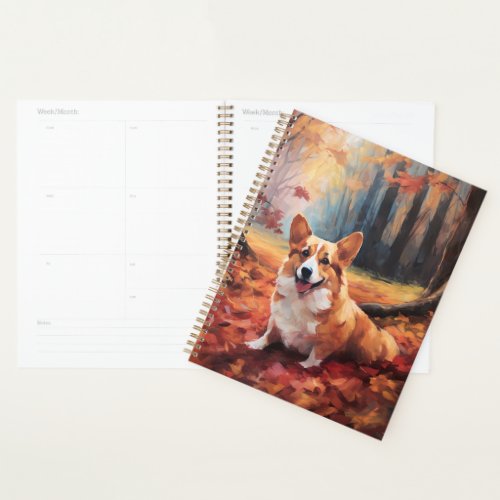 Corgi in Autumn Leaves Fall Inspire Planner