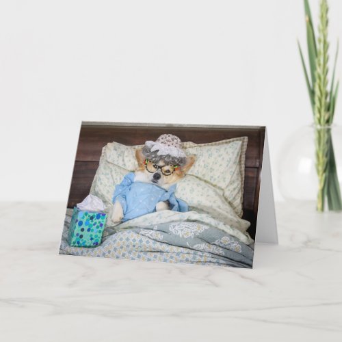 Corgi in Bed get well greeting card