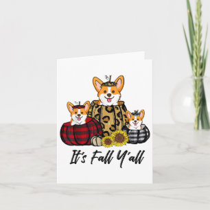 Corgi In Leopard Pumpkin Autumn Thanksgiving  Card