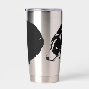 Corgi in motion, winter bright insulated tumbler