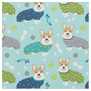 corgi in pjs fabric