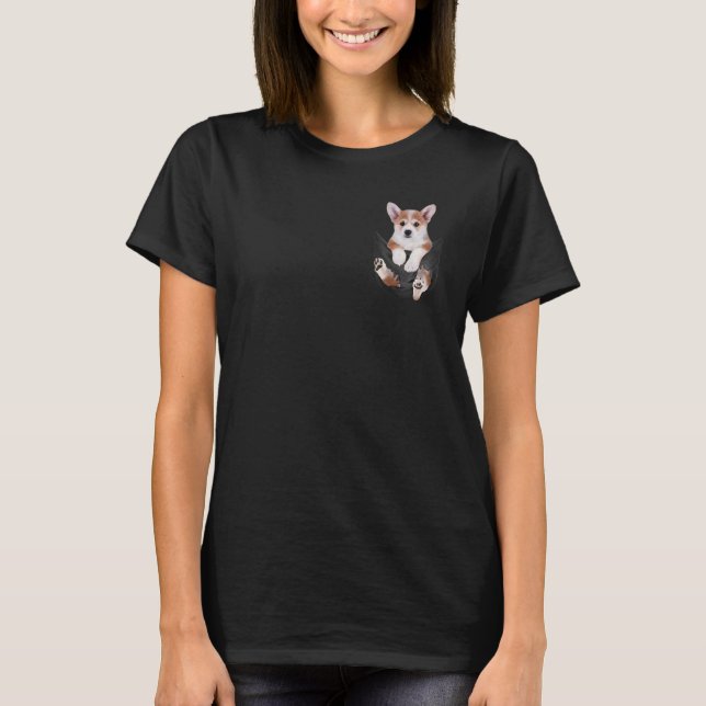 Corgi In Pocket Corgi T-Shirt (Front)