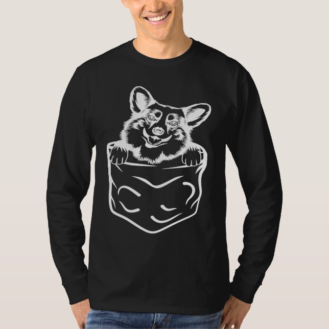 Corgi In Pocket  Dog   Ladies Man Dog T-Shirt (Front)