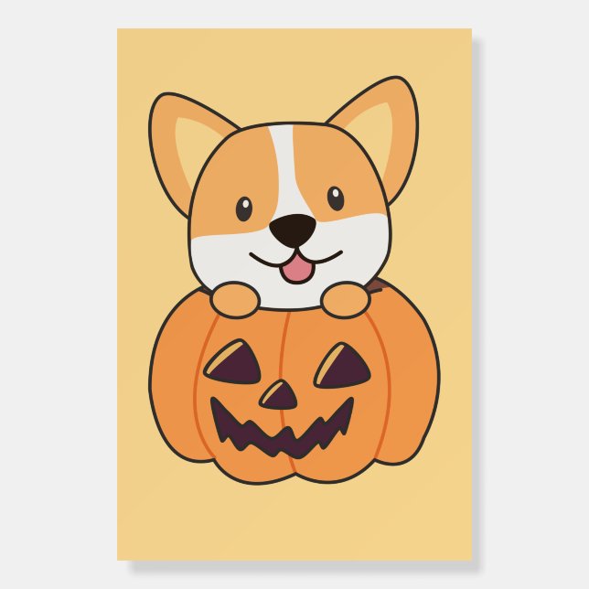 Corgi In Pumpkin Cute Dogs Happy Halloween Foam Bo Foam Board (Front)