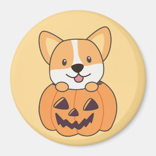 Corgi In Pumpkin Cute Dogs Happy Halloween Magnet