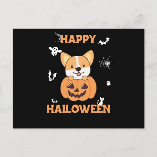 Corgi In Pumpkin Cute Dogs Happy Halloween Postcard