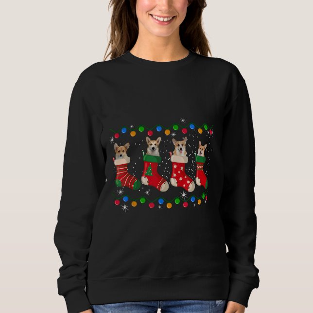 Corgi In Socks Christmas Sweatshirt (Front)