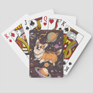 Corgi in Space Poker Cards