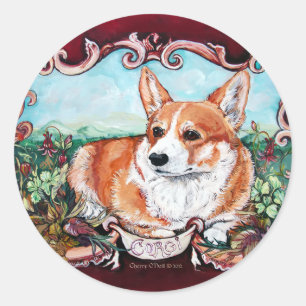 Corgi in the Garden! Classic Round Sticker