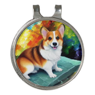 Corgi in the Garden Gold Hat Clip