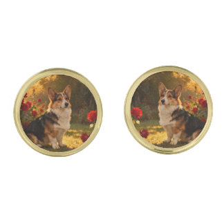 Corgi in the Roses I Cufflinks