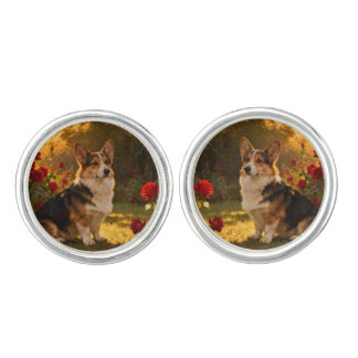 Corgi in the Roses I Cufflinks