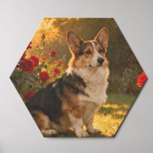 Corgi in the Roses I Foam Core Photo Tile