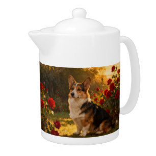 Corgi in the Roses I Teapot