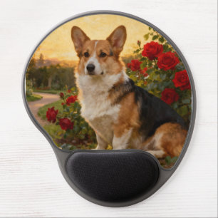 Corgi in the Roses II Gel Mouse Pad