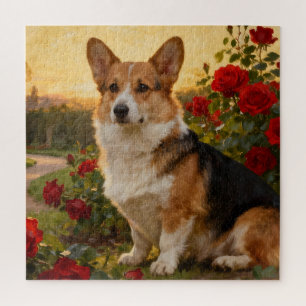 Corgi in the Roses II Jigsaw Puzzle