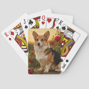 Corgi in the Roses II Poker Cards
