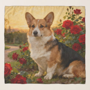 Corgi in the Roses II Scarf
