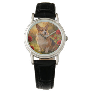 Corgi in the Roses III Watch