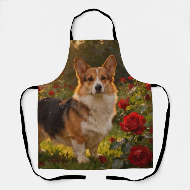 Corgi in the Roses IV Apron (Front)