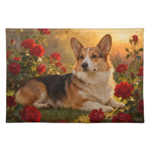 Corgi in the Roses VI Cloth Placemat