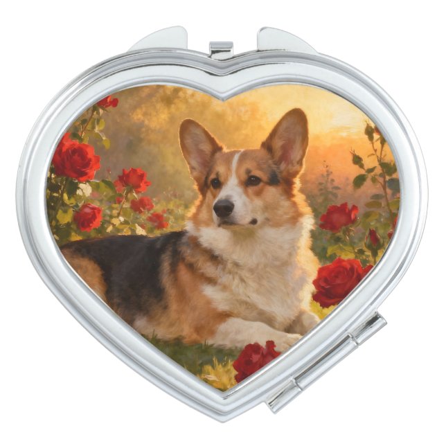 Corgi in the Roses VI Compact Mirror (Front)