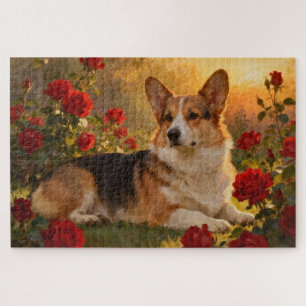 Corgi in the Roses VI Jigsaw Puzzle