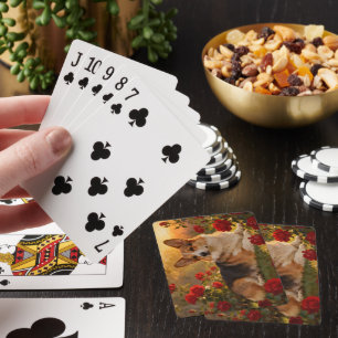 Corgi in the Roses VI Poker Cards