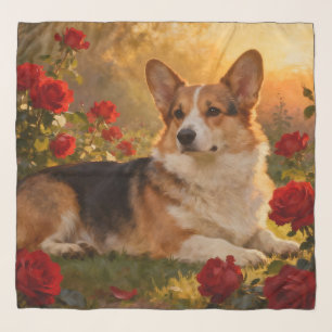 Corgi in the Roses VI Scarf