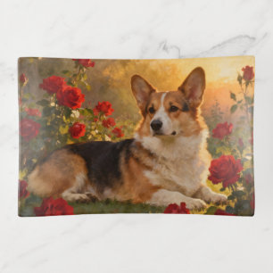 Corgi in the Roses VI Trinket Tray