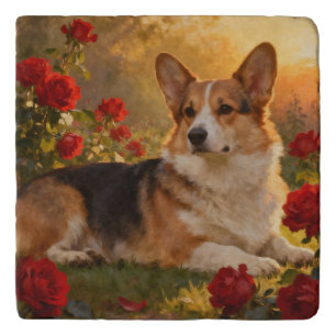 Corgi in the Roses VI Trivet