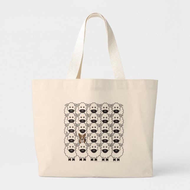 Corgi in the Sheep Large Tote Bag (Front)