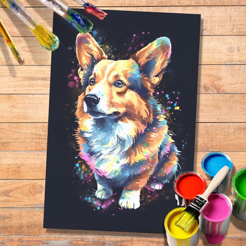 Corgi in Watercolor 1 Decoupage Paper