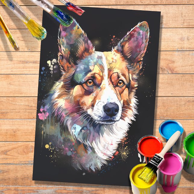 Corgi in Watercolor 2 Decoupage Paper (Creator Uploaded)