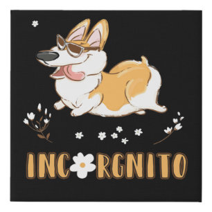 Corgi Incorgnito Dog Pun Cute Pet Faux Canvas Print