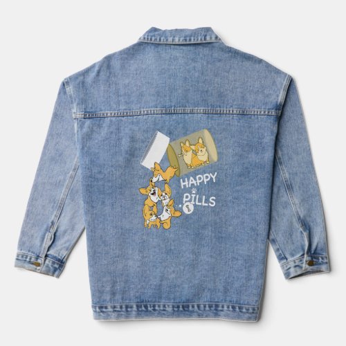 Corgi is my happy pills  for dog  puppy owners  denim jacket