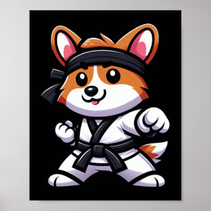 Corgi Karate Funny Dog Martial Arts Men Women Girl Poster