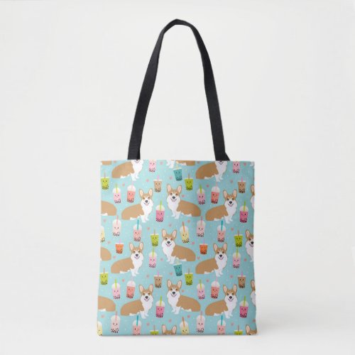 Corgi Kawaii Boba Tea _ bubble teas Tote Bag