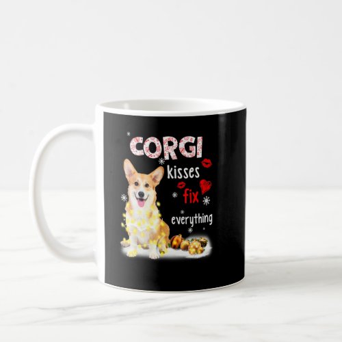 Corgi Kisses Fix Everything Christmas Light Pajama Coffee Mug