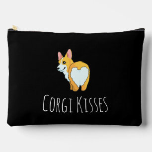 'Corgi Kisses' Funny Adorable Corgi Lovers Black Accessory Pouch