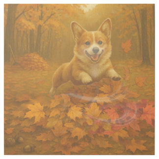 Corgi Leaf Leap Gallery Wrap