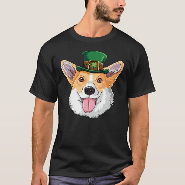 Corgi Leprechaun T Shirt St Patricks Day Dog Tees  (Front)