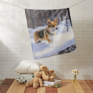 Corgi Let It Snow Christmas Baby Blanket