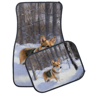 Corgi Let It Snow Christmas Car Floor Mat