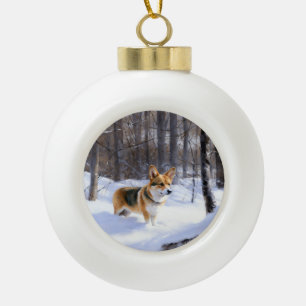 Corgi Let It Snow Christmas Ceramic Ball Christmas Ornament