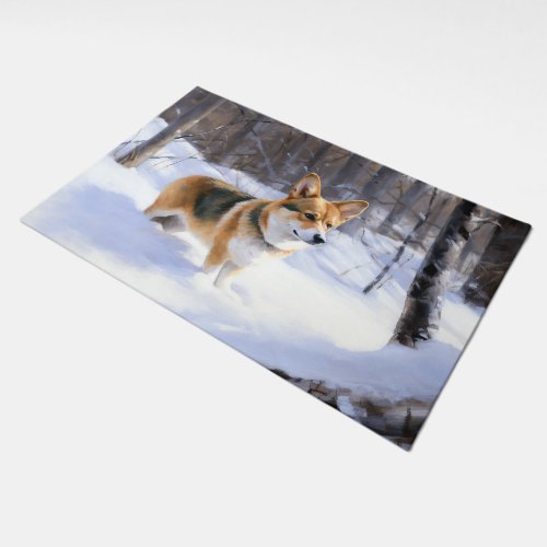 Corgi Let It Snow Christmas Doormat