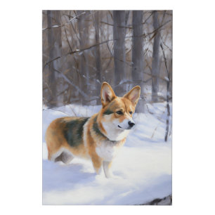 Corgi Let It Snow Christmas Faux Canvas Print