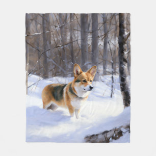 Corgi Let It Snow Christmas Fleece Blanket