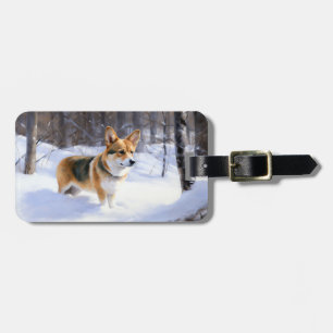 Corgi Let It Snow Christmas Luggage Tag